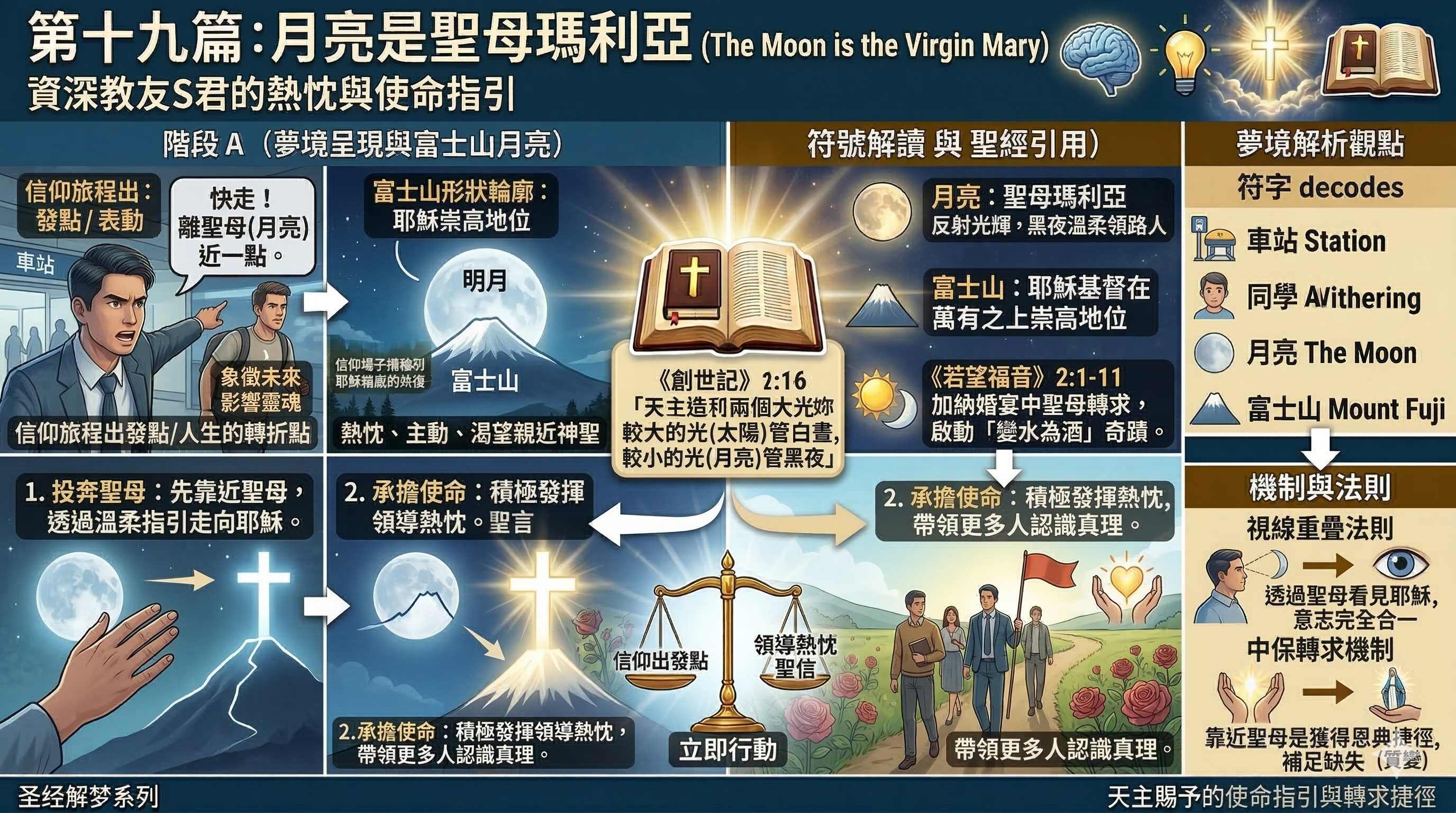 月亮是聖母瑪利亞－（戰勝黑暗恐懼：夢見被追逐時的聖經應對與保護策略）(標題圖檔)