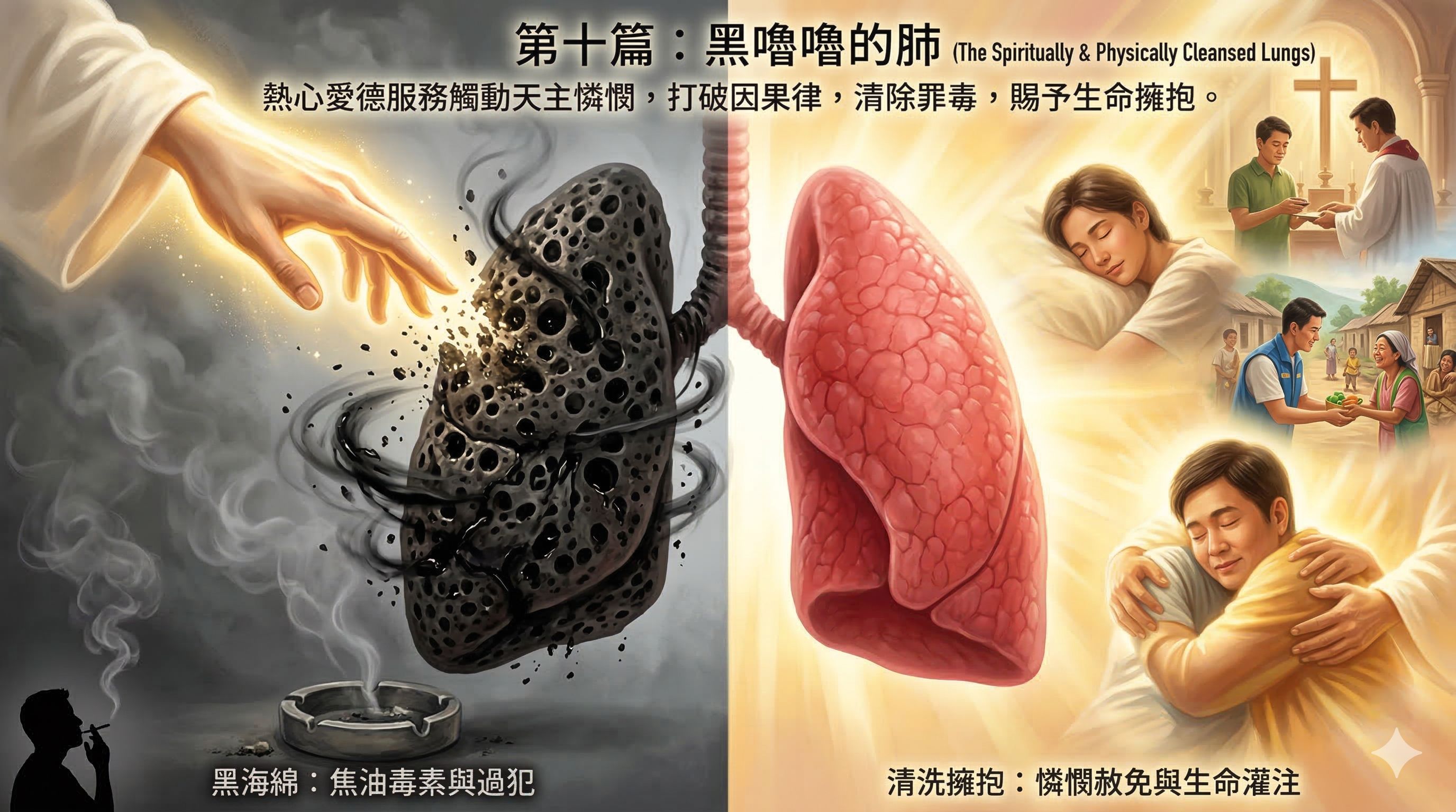 黑嚕嚕的肺－（夢見「黑肺」的警示：聖經如何揭示罪惡對靈魂的侵害）(標題圖檔)